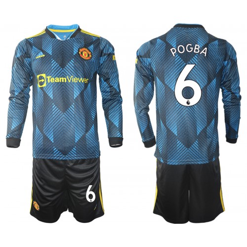 Manchester United Paul Pogba 6 Fodboldtrøjer Børn 3. sæt 2021/22 Langærmet Manchester United Paul Pogba 6 Fodboldtrøjer Børn 3. sæt 2021/22 Langærmet